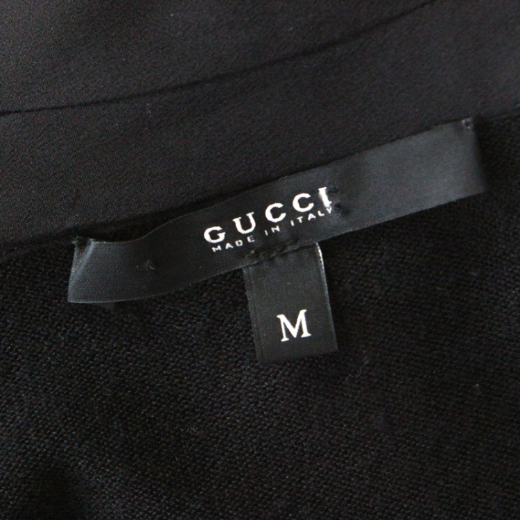 Pre Owned Gucci Black Cashmere and Silk Double Breasted Cardigan M 
