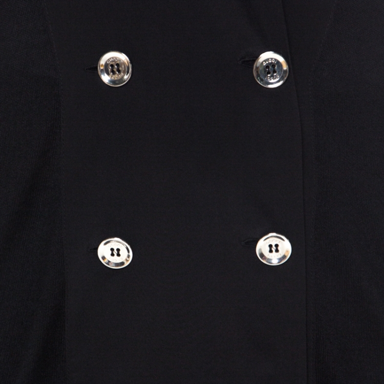 Pre Owned Gucci Black Cashmere and Silk Double Breasted Cardigan M 