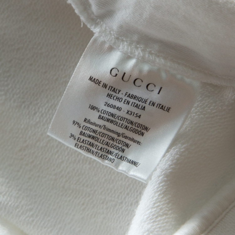 Pre Owned Gucci White Cotton Striped Bomber Jacket S