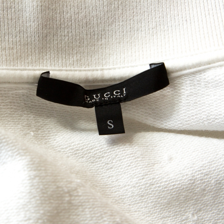 Pre Owned Gucci White Cotton Striped Bomber Jacket S