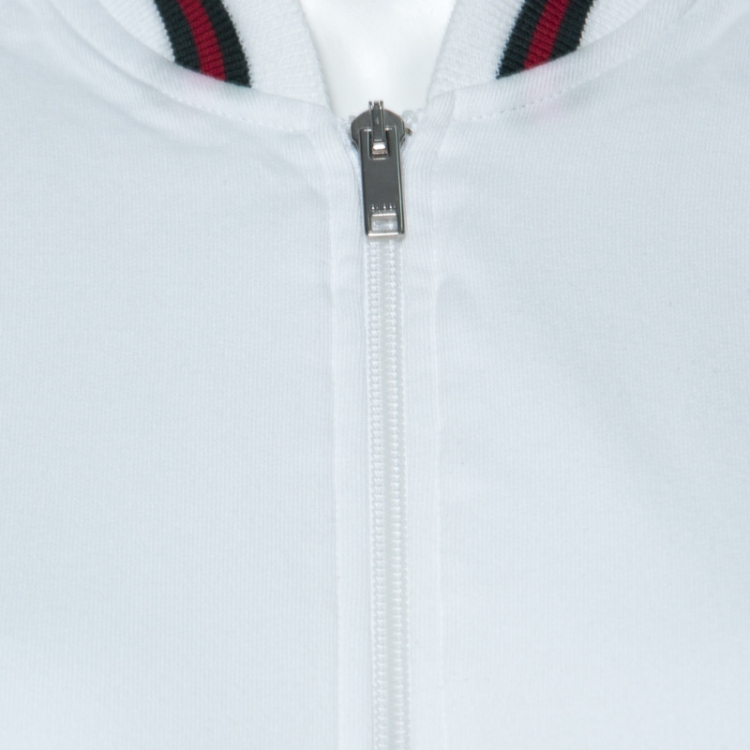 Pre Owned Gucci White Cotton Striped Bomber Jacket S