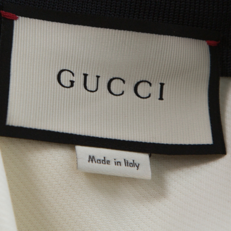 Pre Owned Gucci Off White Jersey Knit Web Trim Track Jacket XS