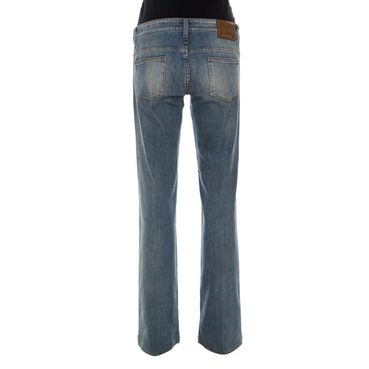 Pre Owned Gucci Blue Medium Wash Denim 70s Flared Jeans M