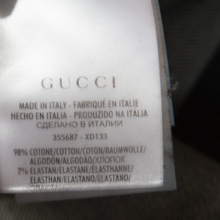 Pre Owned Gucci Blue Dark Wash Denim Chain Detail Straight Fit New Leggings Jeans S