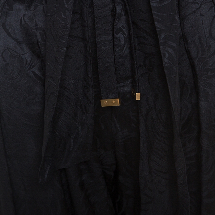 Pre Owned Gucci Black Embossed Silk Top and Trouser Set S