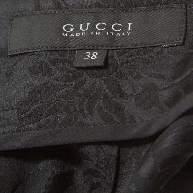 Pre Owned Gucci Black Embossed Silk Top and Trouser Set S