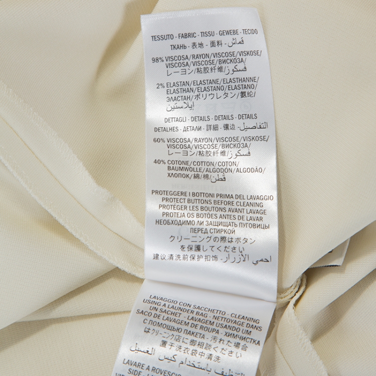 Pre Owned Gucci Cream Stretch Jersey Web Trim Detail Shift Dress L