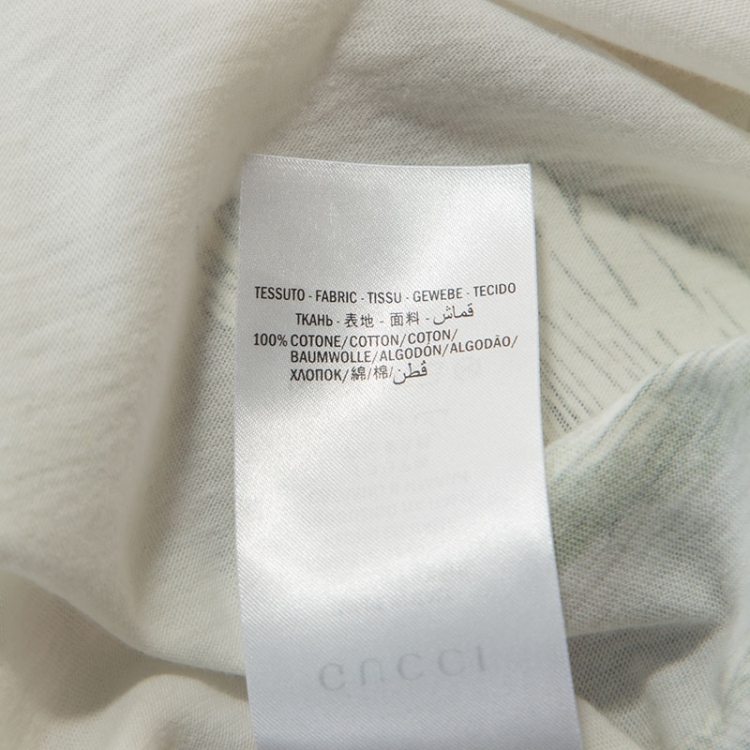 Pre Owned Gucci White Floral Logo Printed Cotton T-Shirt L