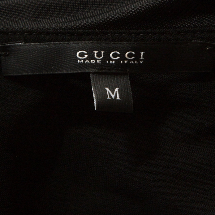 Pre Owned Gucci Black Knit Chain Detail Asymmetric Short Dress M