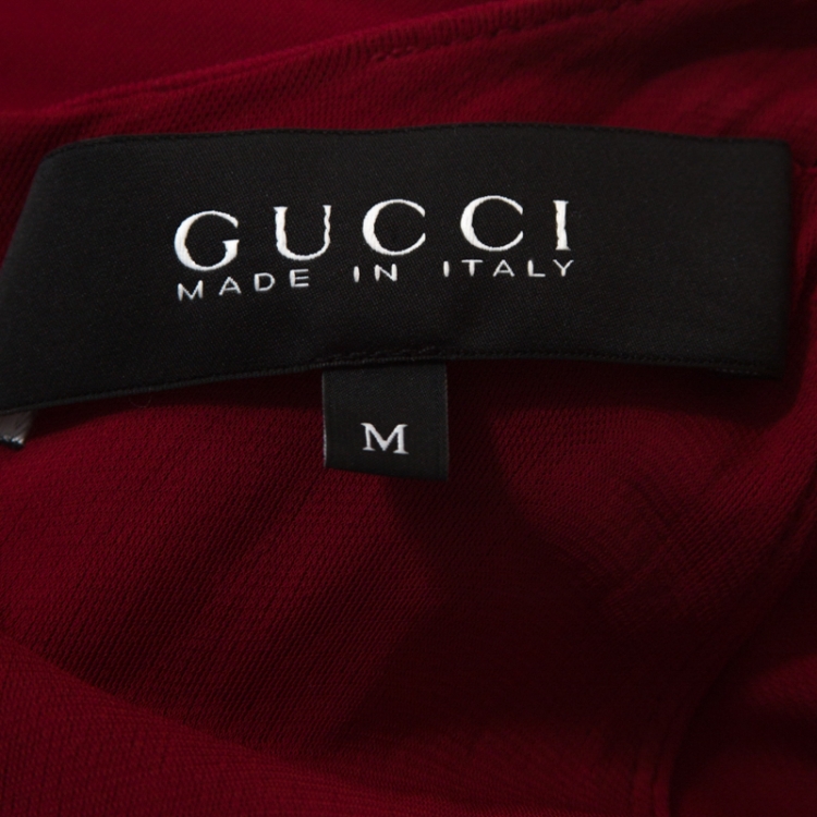Pre Owned Gucci Scarlet Red Knit Belt Detail Sleeveless Maxi Dress M