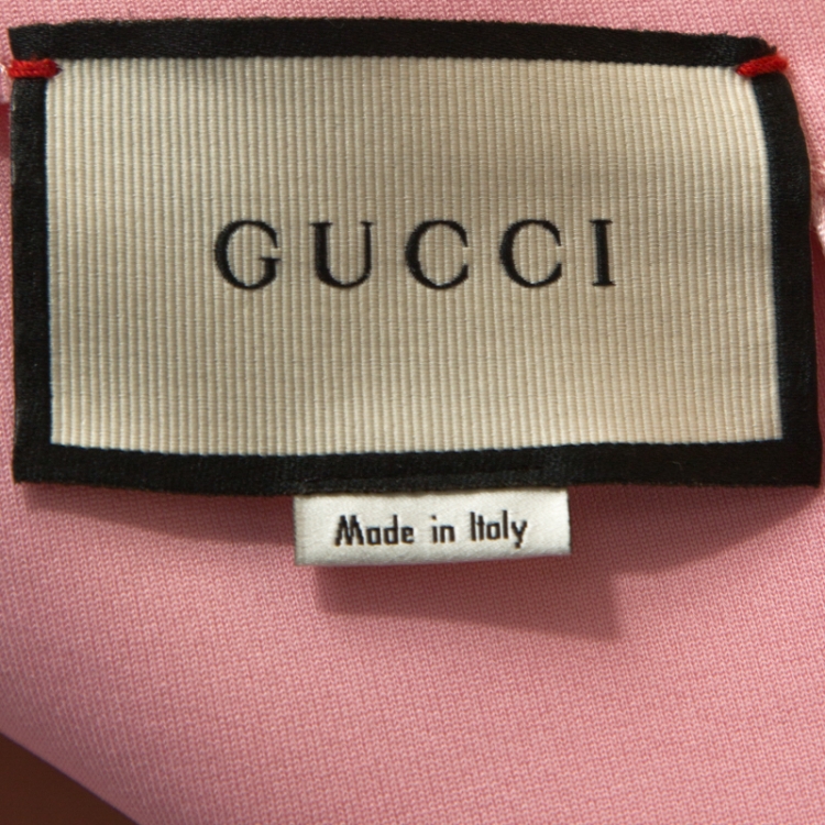 Pre Owned Gucci Pink & Black Knit Bow Detail Midi Dress XL
