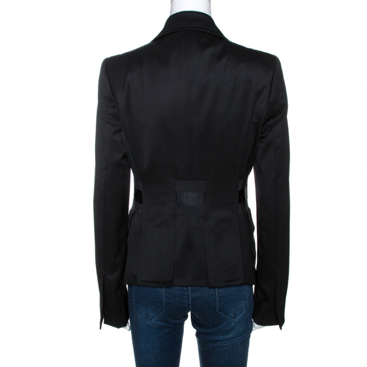 Pre Owned Gucci Black Stretch Wool Tailored Blazer M
