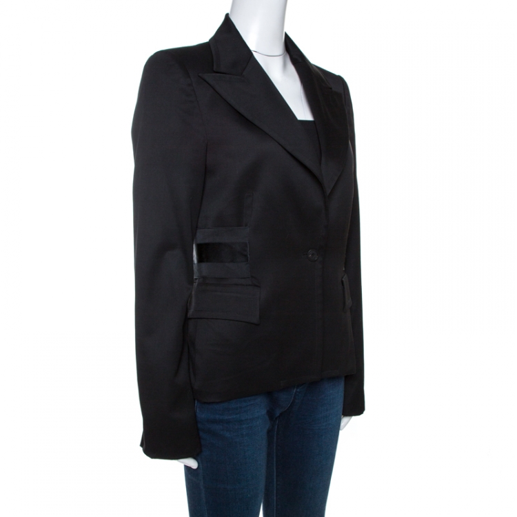 Pre Owned Gucci Black Stretch Wool Tailored Blazer M