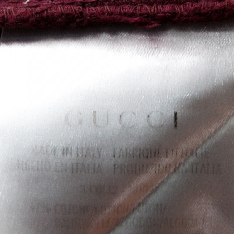Pre Owned Gucci Burgundy Stretch Denim New Leggings S