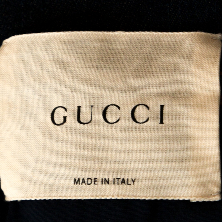 Pre Owned Gucci Indigo Floral Appliqued Denim Skinny Jeans L