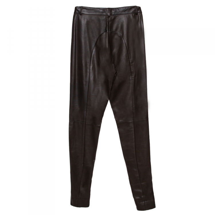 مملوكة مسبقًا Gucci Vintage Chocolate Brown Leather Riding Trousers M