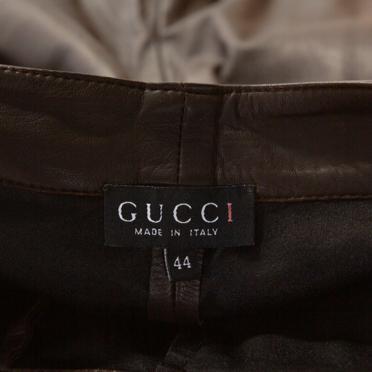 مملوكة مسبقًا Gucci Vintage Chocolate Brown Leather Riding Trousers M