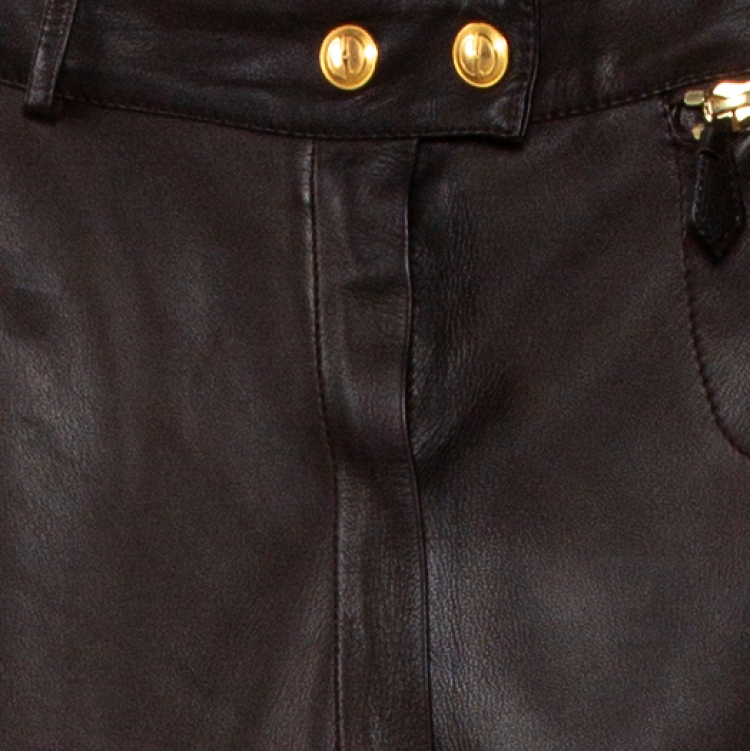 مملوكة مسبقًا Gucci Vintage Chocolate Brown Leather Riding Trousers M