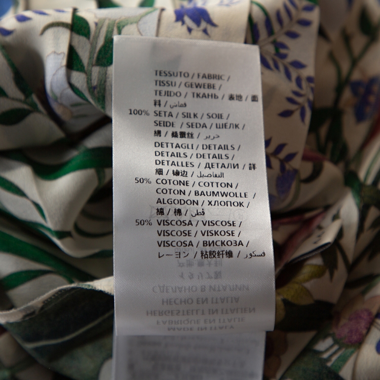 Pre Owned Gucci Multicolor Floral Printed Silk Pleated Midi Skirt M