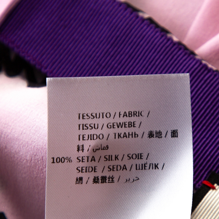 Pre Owned Gucci Pink Silk Cursive Logo Print Pleated Midi Skirt M