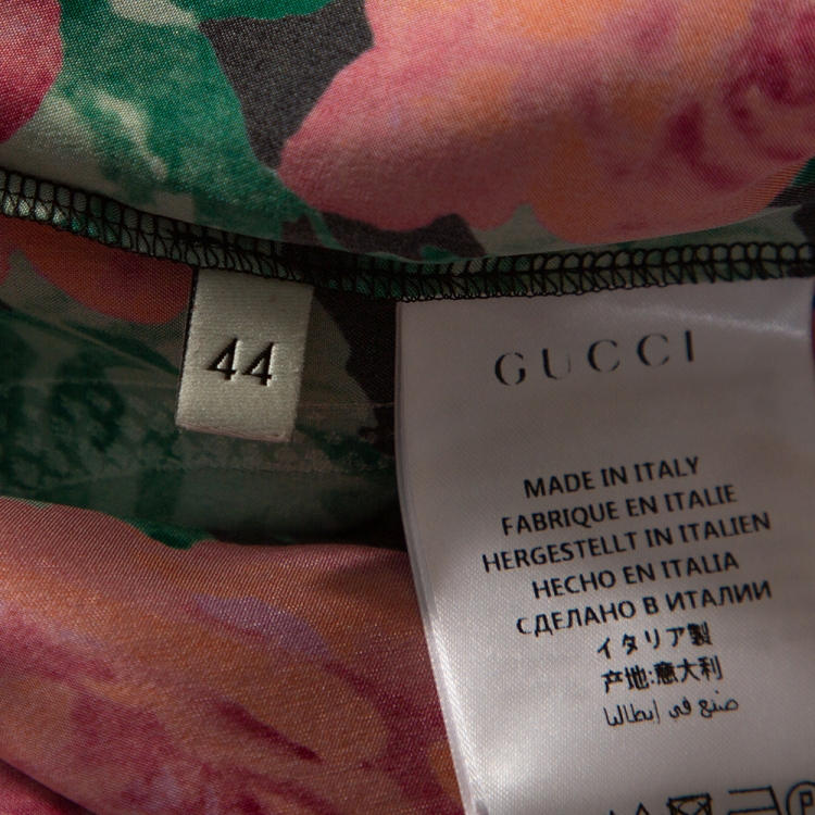 Pre Owned Gucci Multicolor Floral Printed Silk Pleated Hem Trousers M
