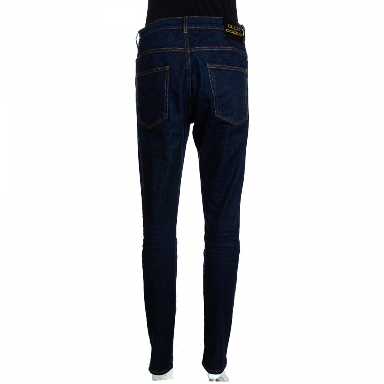 Pre Owned Gucci Indigo Dark Wash Stretch Denim Skinny Jeans M 