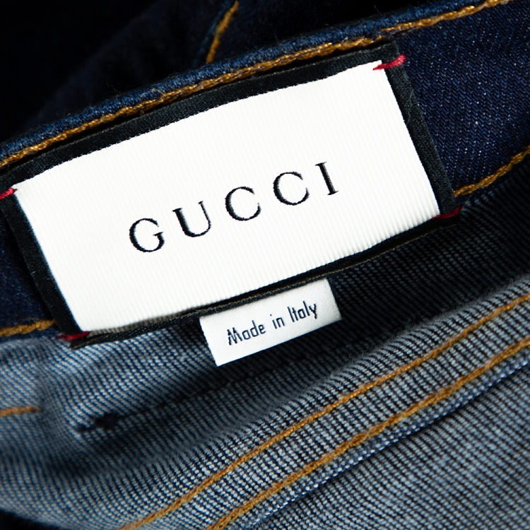 Pre Owned Gucci Indigo Dark Wash Stretch Denim Skinny Jeans M 