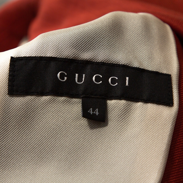 Pre Owned Gucci Brick Red Hemp & Silk Single Buttoned Blazer M