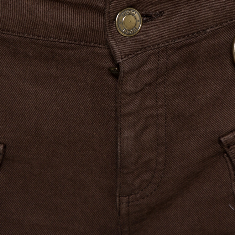 Pre Owned Gucci Brown Denim Metal Detail Boot Cut Jeans M