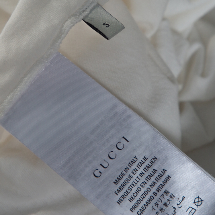 Pre Owned Gucci White Vintage Logo Print Cotton Worn Effect Oversized T-Shirt S