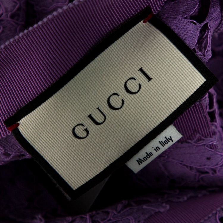 Pre Owned Gucci Purple Floral Lace Button Front Cardigan M