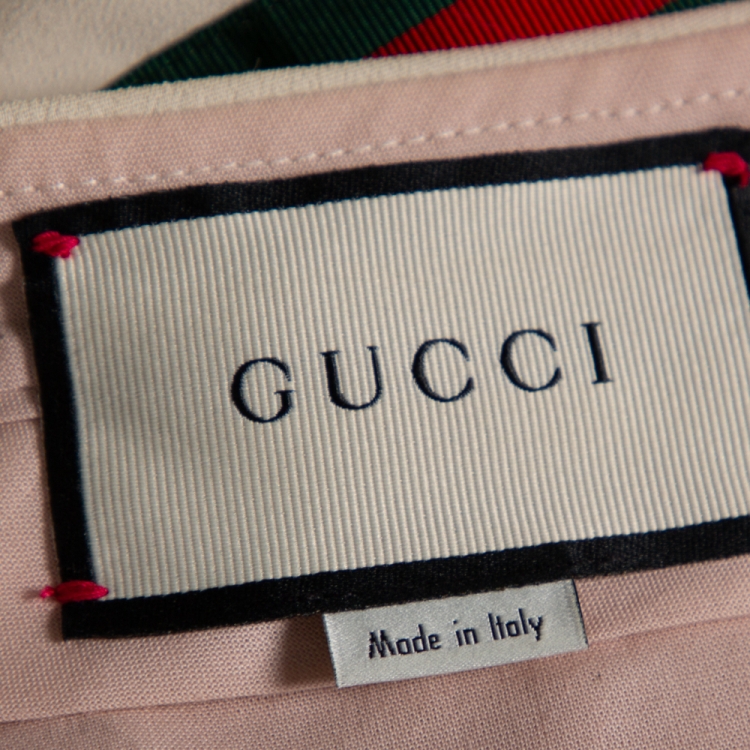 Pre Owned Gucci Beige Crepe Web Strip Detail Culottes M