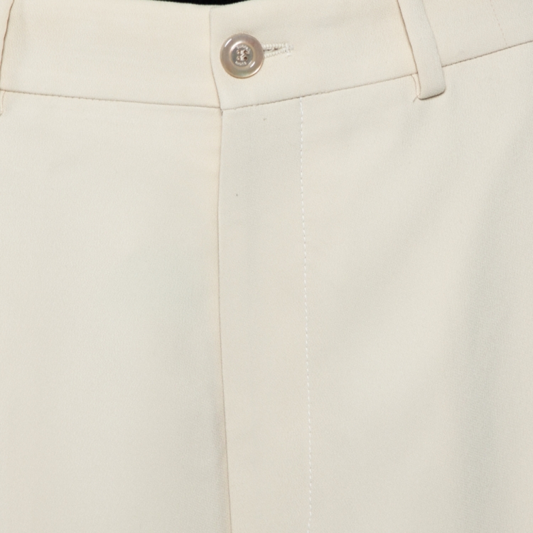 Pre Owned Gucci Beige Crepe Web Strip Detail Culottes M