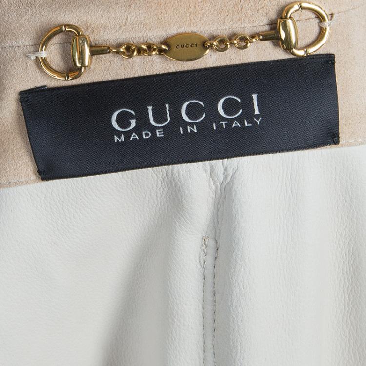 Pre Owned Gucci Beige Fringed Suede Jacket S