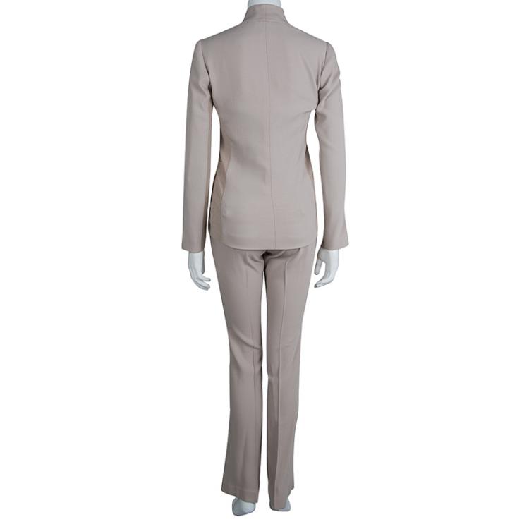 Pre Owned Gucci Beige Wool Pant Suit S