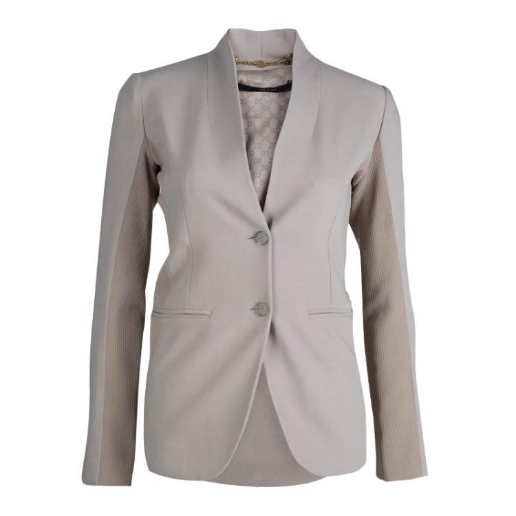 Pre Owned Gucci Beige Wool Pant Suit S