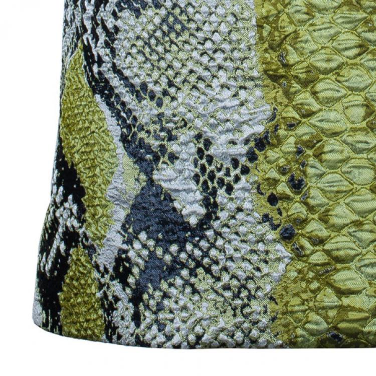 Pre Owned Gucci Jacquard Python Motif Doublebreasted Coat M