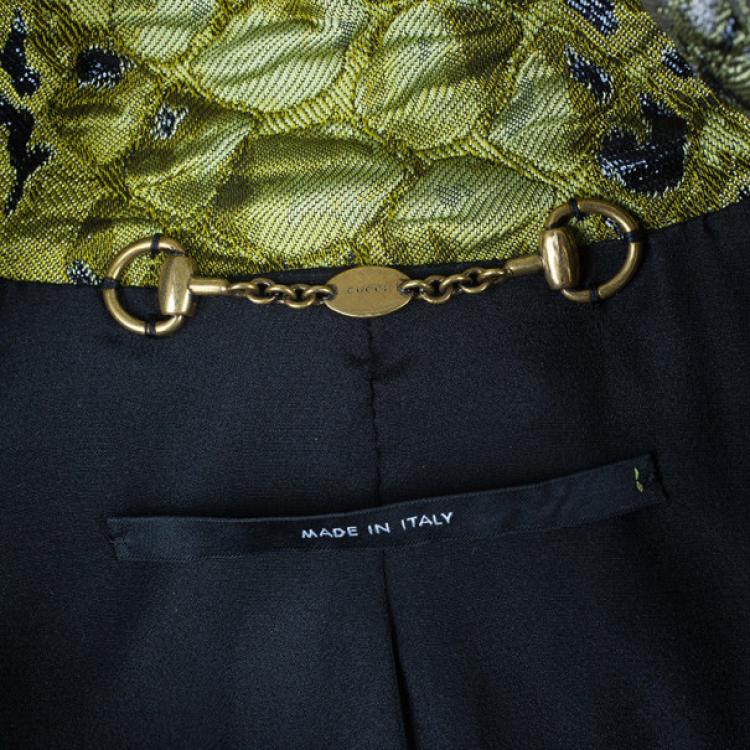 Pre Owned Gucci Jacquard Python Motif Doublebreasted Coat M