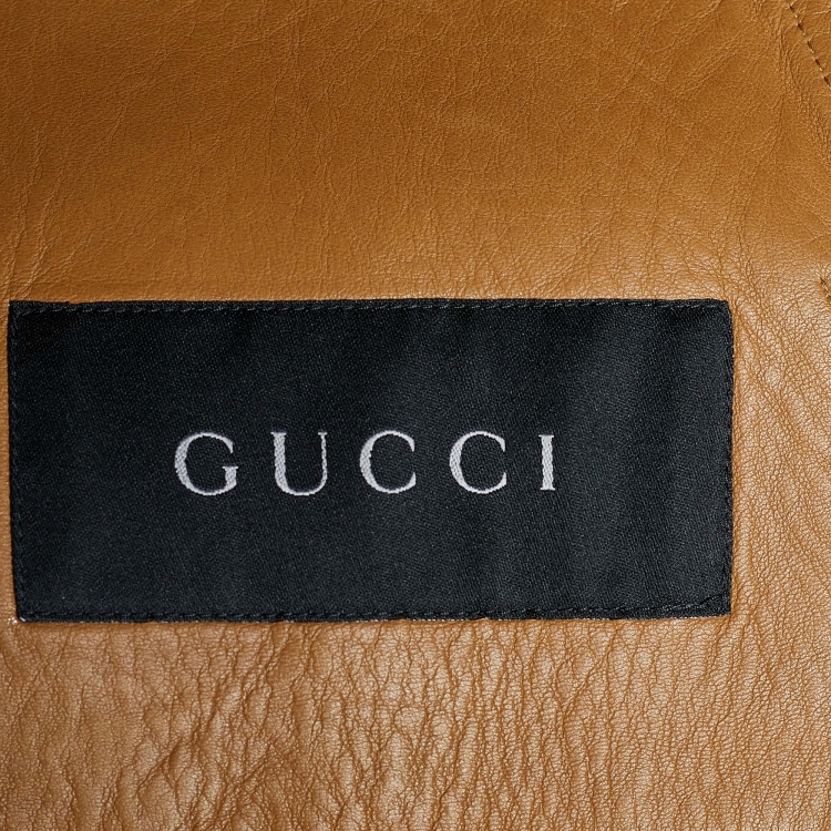 Pre Owned Gucci Brown Leather & Suede Belted Trench Coat M