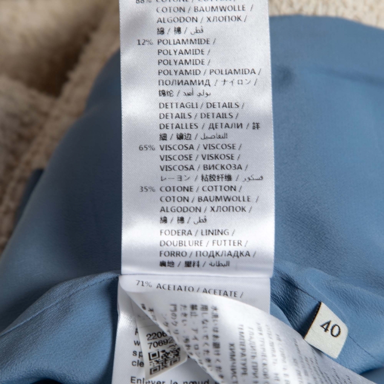 Pre Owned Gucci Cream Bow Detail Tweed Cropped Jacket S