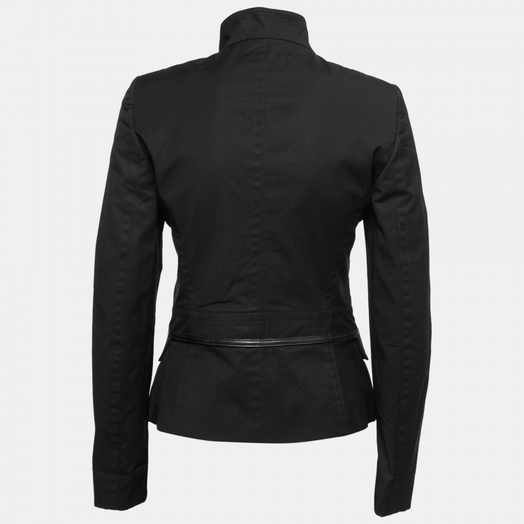 Pre Owned Gucci Black Cotton Pocket Detail Zip Front Jacket S