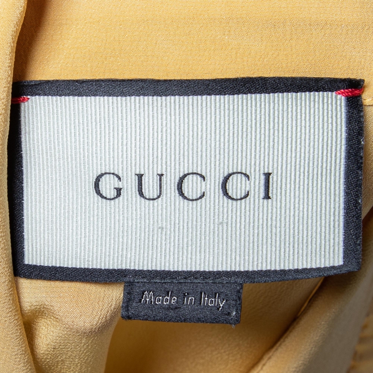Pre Owned Gucci Yellow Crepe Silk Front Button Shirt S
