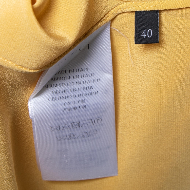 Pre Owned Gucci Yellow Crepe Silk Front Button Shirt S