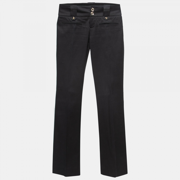 Pre Owned Gucci Black Cotton Star Detail Trousers S