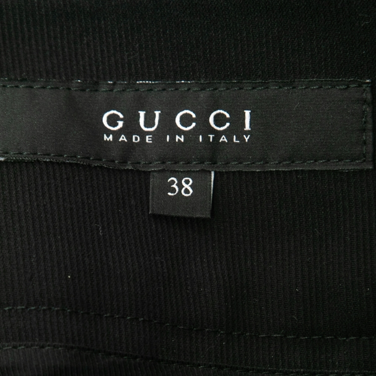 Pre Owned Gucci Black Cotton Star Detail Trousers S