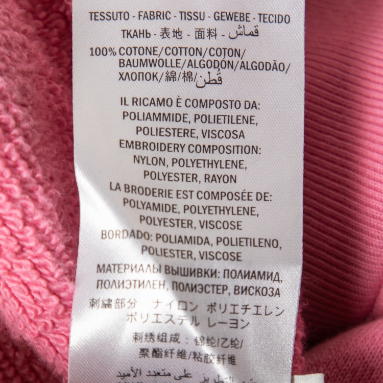 Pre Owned Gucci Pink Cotton Embroidered Oversized Hoodie XS