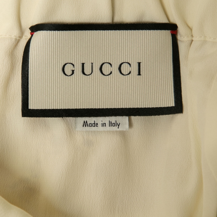 مملوكة مسبقًا Gucci Cream Lace Web Stripe Rib Knit Trimmed Joggers S