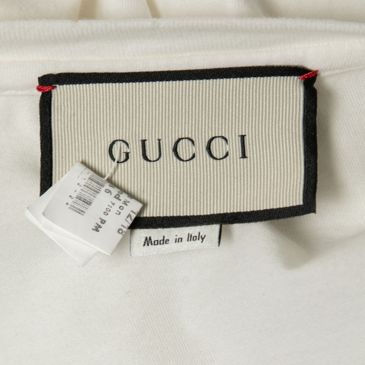Pre Owned Gucci White Logo Printed Cotton Short Sleeve Oversized T-Shirt XS