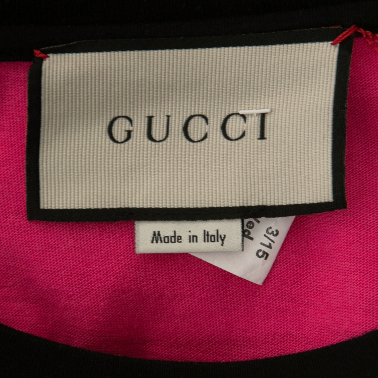Pre Owned Gucci Pink Loved Panther Graphic Print Cotton T-Shirt S