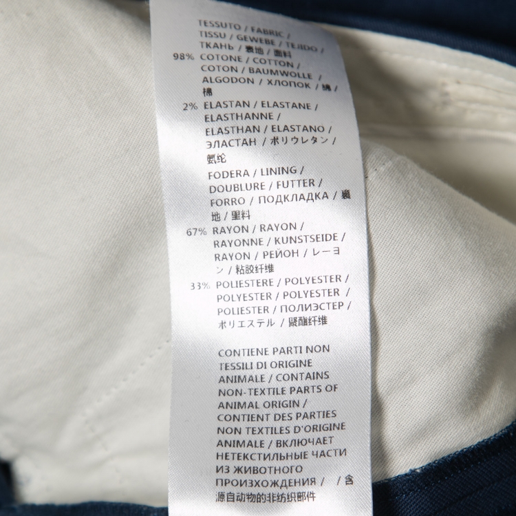 Pre Owned Gucci Blue Cotton Tapered Trousers M